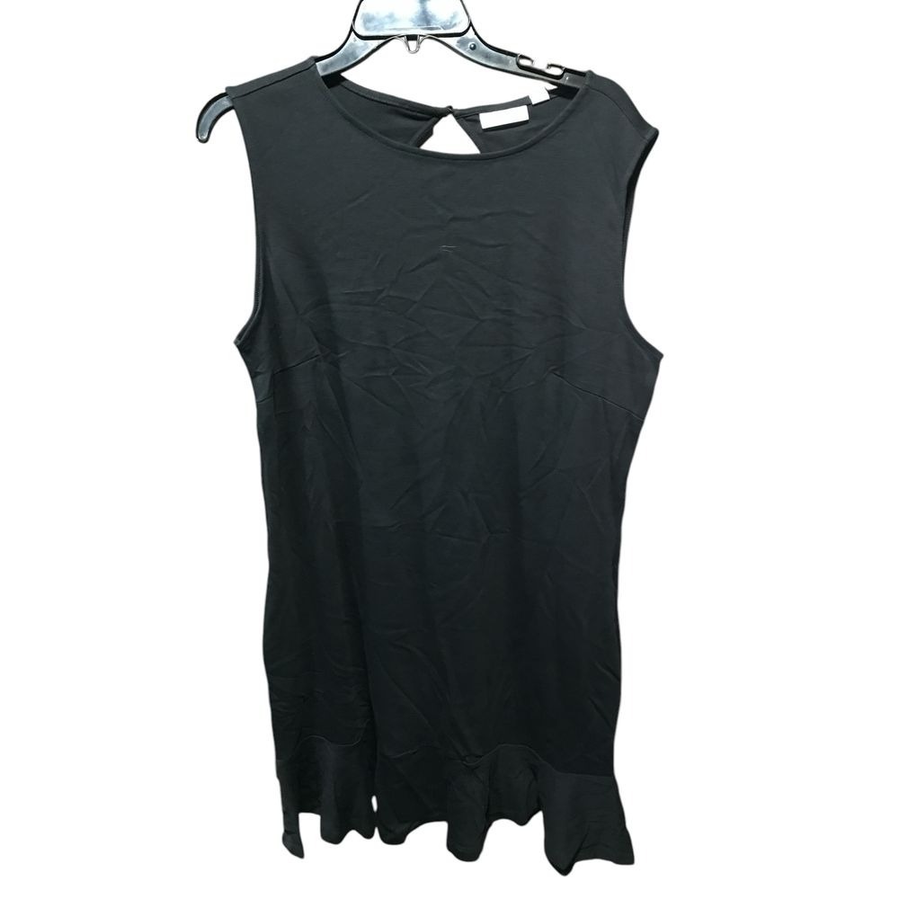 New York & Company Solid Black Dress with Ruffle Along Bottom
